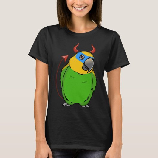 Scary Devil Costume Parrot I Oranje winged Amazon T-shirt (Voorkant)