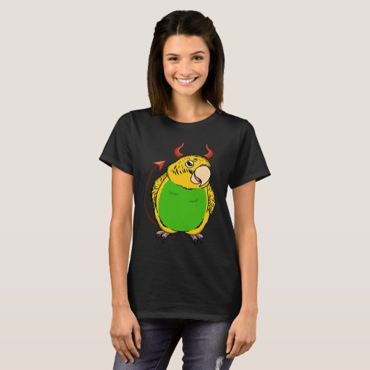 Scary Devil Costume Parrot I Yellow Budgie Budgeri T-shirt (Voorkant volledig)