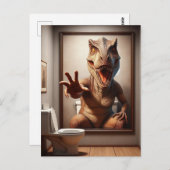 Scary Dino Schilderen in een Badkamer Briefkaart (Voorkant / Achterkant)