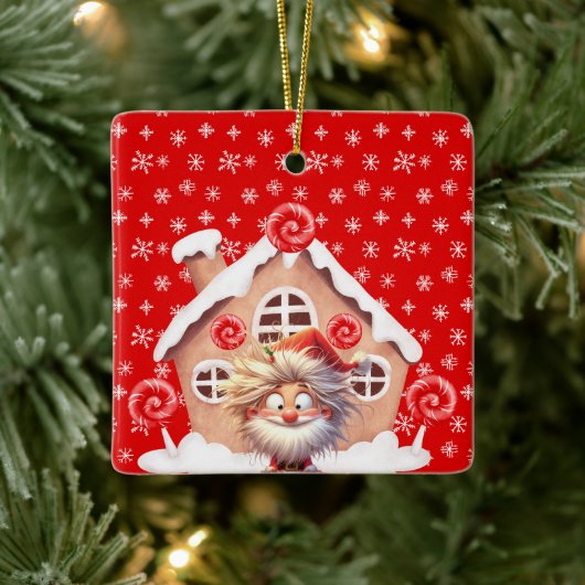 Scary Elf Snoep Gingerbread House Keramisch Ornament (Boom)