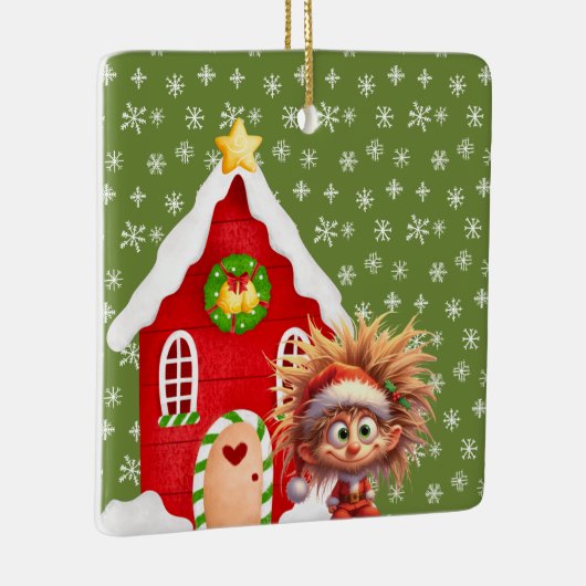 Scary Elf Snoep Gingerbread House Keramisch Ornament (Rechts)