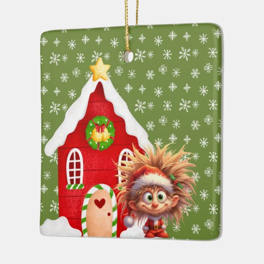 Scary Elf Snoep Gingerbread House Keramisch Ornament (Links)
