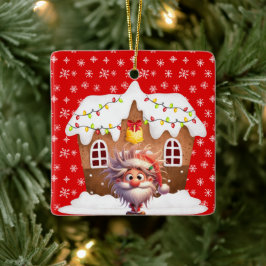 Scary Elf Snoep Gingerbread House Keramisch Ornament