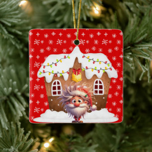 Scary Elf Snoep Gingerbread House Keramisch Ornament