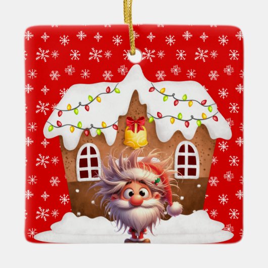 Scary Elf Snoep Gingerbread House Keramisch Ornament (Voorkant)