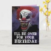 SCARY EVIL CLOWN BIRTHDAY FUNNY Wenskaart Kaart (Gele Bloem)