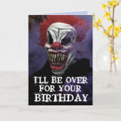 SCARY EVIL CLOWN BIRTHDAY FUNNY Wenskaart Kaart (Gele Bloem)
