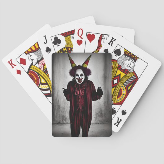 Scary Evil Clown Rood Kostuum Pokerkaarten (Achterkant)