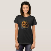 Scary Evil Pompoen Vier Halloween T-shirt (Voorkant volledig)