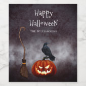 Scary Evil Pumpkin Happy Halloween gepersonaliseer Wijn Etiket (Enkel label)