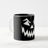 Scary Face Halloween Black Tweekleurige Koffiemok (Voorkant links)