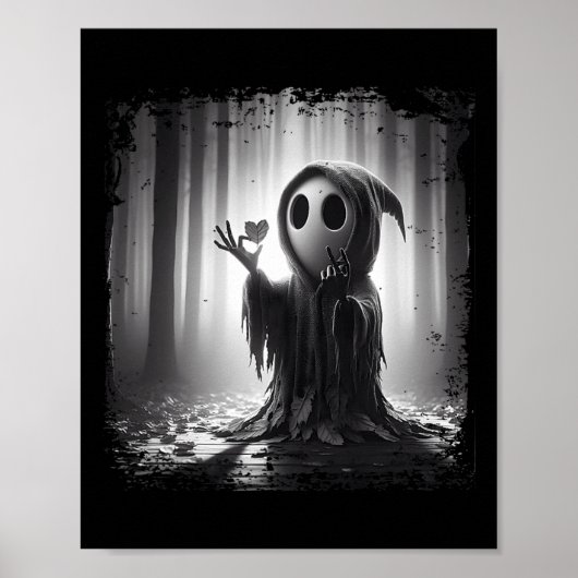 Scary Face Horror Poster Halloween Ghost Heart Sha (Voorkant)