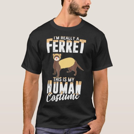 Scary Ferret Human Costume Halloween Women Mannen T-shirt (Voorkant)