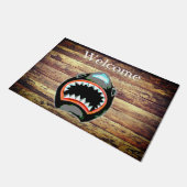 Scary Fierce White Shark Jaws Illustratie Deurmat (Schuin)