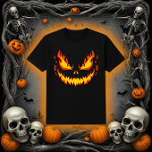 Scary Fiery Jack-O-Lantern Face T-shirt
