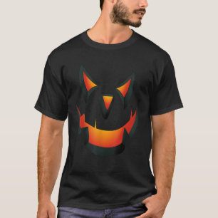 Scary FIRE PUMPKIN CLOWN FACE Halloween T Shirt Ja