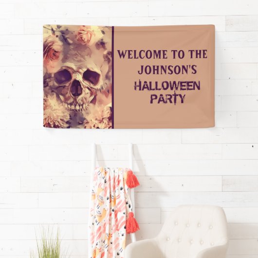Scary Floral Skull Halloween Party Spandoek (Insitu)