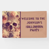 Scary Floral Skull Halloween Party Spandoek (Horizontaal)