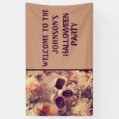 Scary Floral Skull Halloween Party Spandoek (Verticaal)
