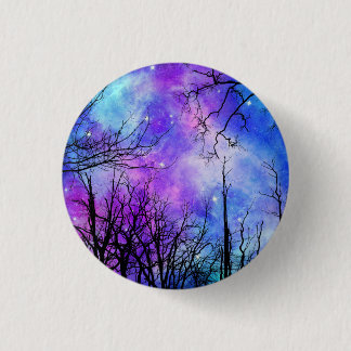 Scary Forest by Night Dark Blue Ambiance Ronde Button 3,2 Cm