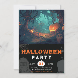 Scary Forest en Jack-O' Lantaarns Zwart Halloween Kaart