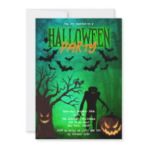 Scary Forest & Monsters Halloween Feest Uitnodigen