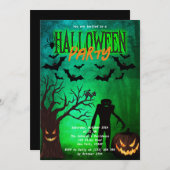 Scary Forest & Monsters Halloween Feest Uitnodigen Kaart (Voorkant / Achterkant)
