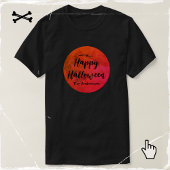 Scary Full Moon Typography Zwart Sinaasappel Hallo T-shirt