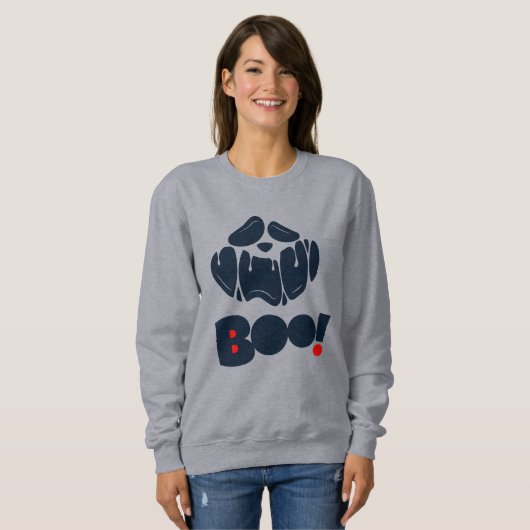 Scary Funny Face Halloween Ghost Sweatshirt (Voorkant volledig)