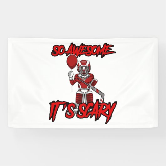Scary Funny Halloween Clown Hockey Goalie Spandoek (Horizontaal)