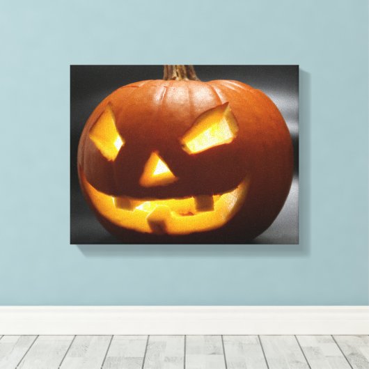 Scary Gap Tooth Halloween pomkin Canvas Afdruk (Insitu (Houten vloer))