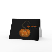 Scary Ghost Carved Pumpkin Halloween Kaart