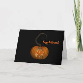 Scary Ghost Carved Pumpkin Halloween Kaart