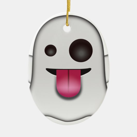 Scary Ghost Emoji Cool Fun Keramisch Ornament (Voorkant)