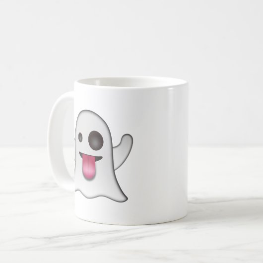 Scary Ghost Emoji Cool Fun Koffiemok (Voorkant links)