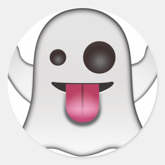 Scary Ghost Emoji Cool Fun Ronde Sticker (Voorkant)