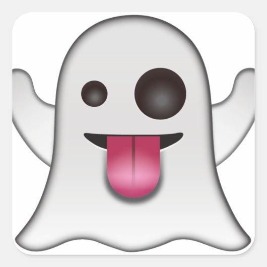 Scary Ghost Emoji Cool Fun Vierkante Sticker (Voorkant)