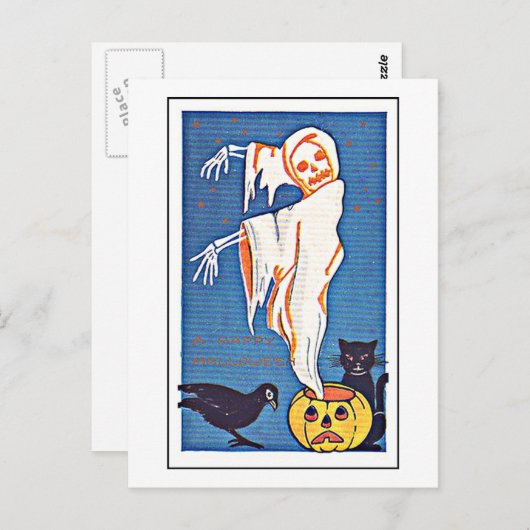 Scary Ghost Halloween Briefkaart (Voorkant / Achterkant)