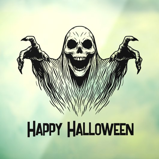Scary Ghost Happy Halloween Window Cling Raamsticker (Vel 3)