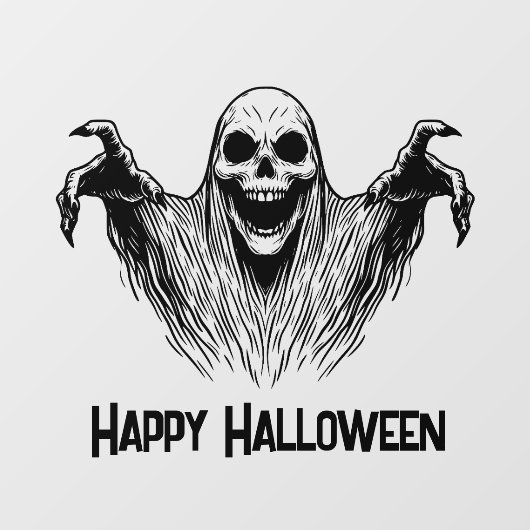 Scary Ghost Happy Halloween Window Cling Raamsticker (Vel)