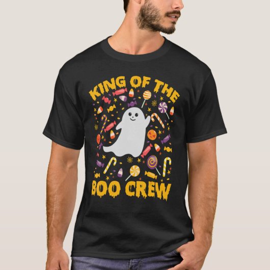 Scary Ghost King of the Boo Crew Halloween kostuum T-shirt (Voorkant)