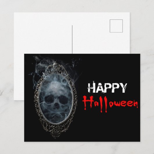 Scary Ghost Mirror Halloween Briefkaart (Voorkant / Achterkant)
