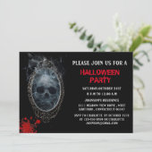 Scary Ghost Mirror Halloween Party Kaart (Staand voorkant)
