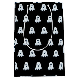 Scary Ghost Pattern zwart-wit Medium Cadeauzakje