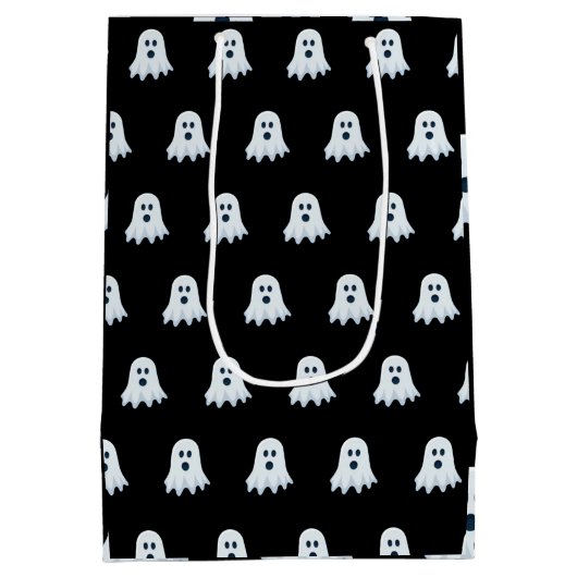 Scary Ghost Pattern zwart-wit Medium Cadeauzakje (Achterkant)