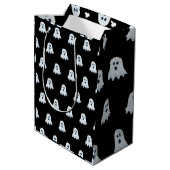 Scary Ghost Pattern zwart-wit Medium Cadeauzakje (Achterkant Gekanteld)