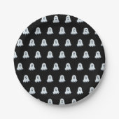 Scary Ghost Pattern zwart-wit Papieren Bordje (Voorkant)