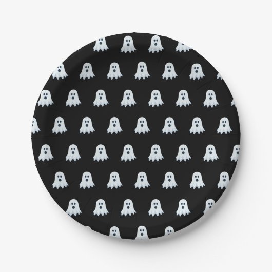 Scary Ghost Pattern zwart-wit Papieren Bordje (Voorkant)