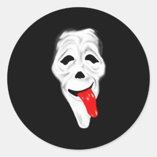 Scary Ghost Wassup Gezicht Stoner Horror Film Come Ronde Sticker