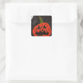 Scary Glitter Jack o' Lantern Vierkante Sticker (Tas)